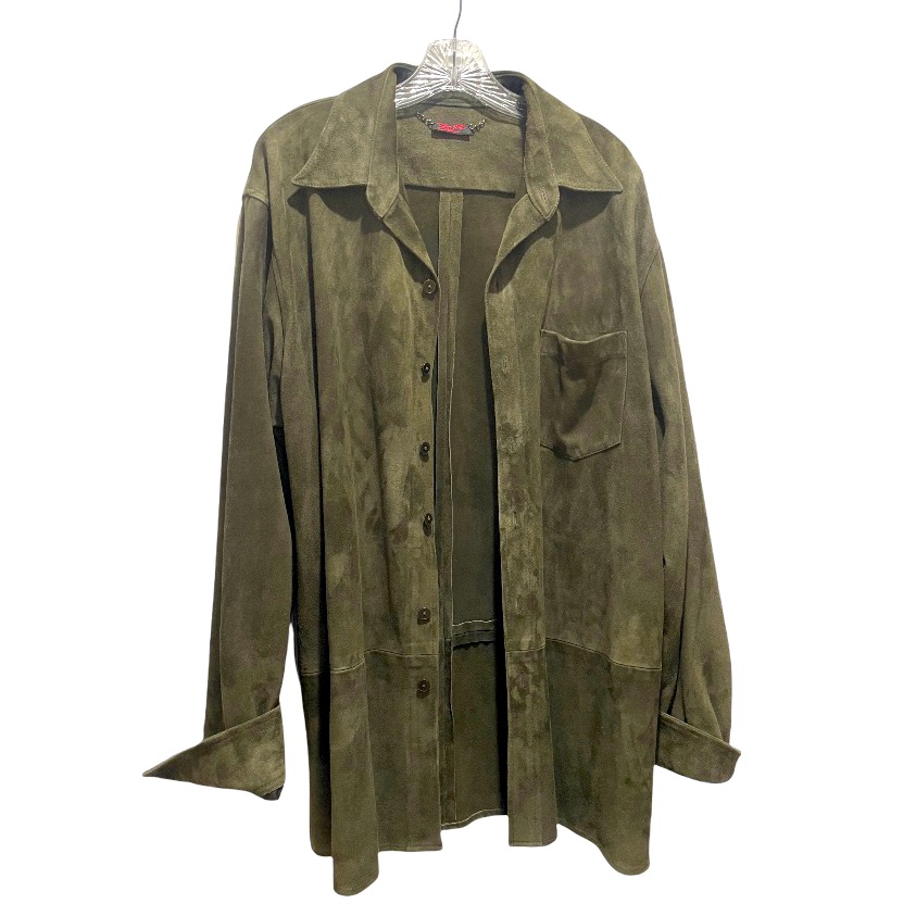 Edye Jedda Men’s Olive Green Suede Shacket Size Xl